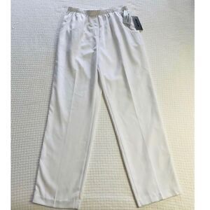 ALIA WOVEN MICROFIBER PULL-ON WHITE PANTS NWT